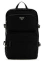 PRADA Stylish Black Re-Nylon Backpack - 26.5 cm Width, 45 cm Height, 21.5 cm Depth