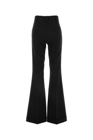 THE ANDAMANE Chic Black Stretch Twill Flared-Leg Pants