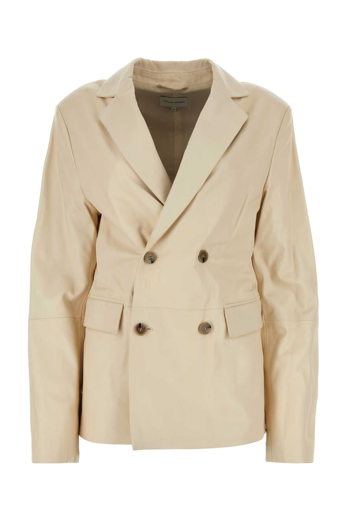 LOULOU Ivory Leather Davao Blazer for Women