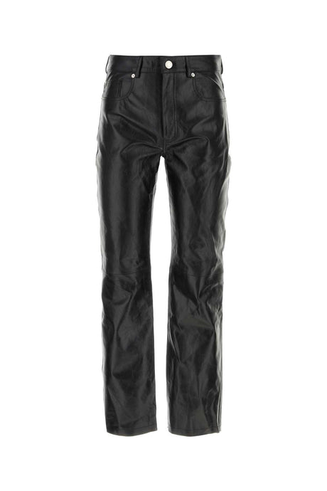 AMI Unisex Black Leather Pants