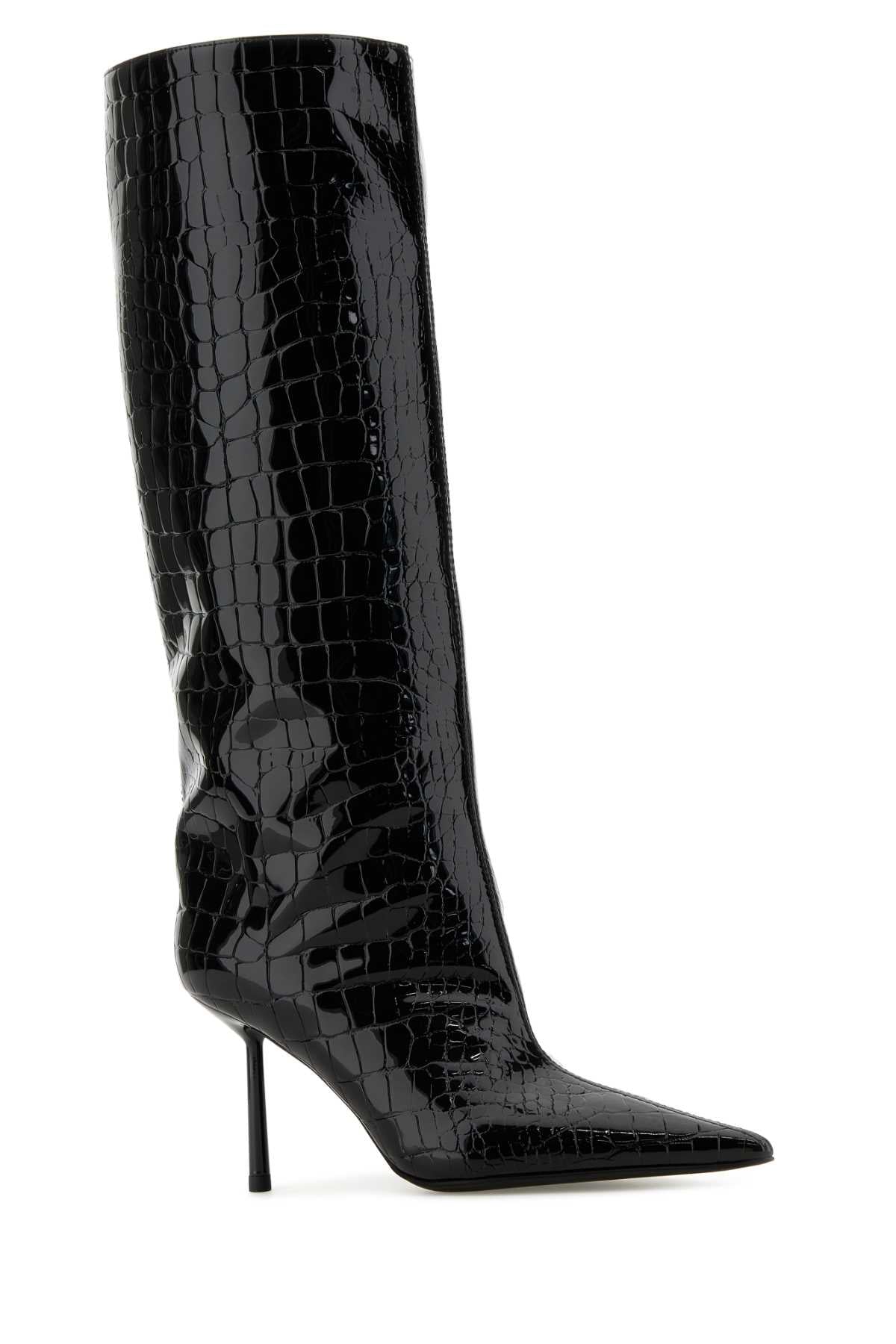 LE SILLA Elegant Black Leather Bella Boots with 8 cm Heel