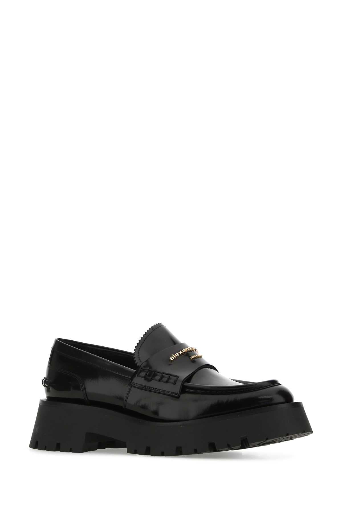 ALEXANDER WANG Elevated Black Leather Platform Loafers with 4.5 cm Height