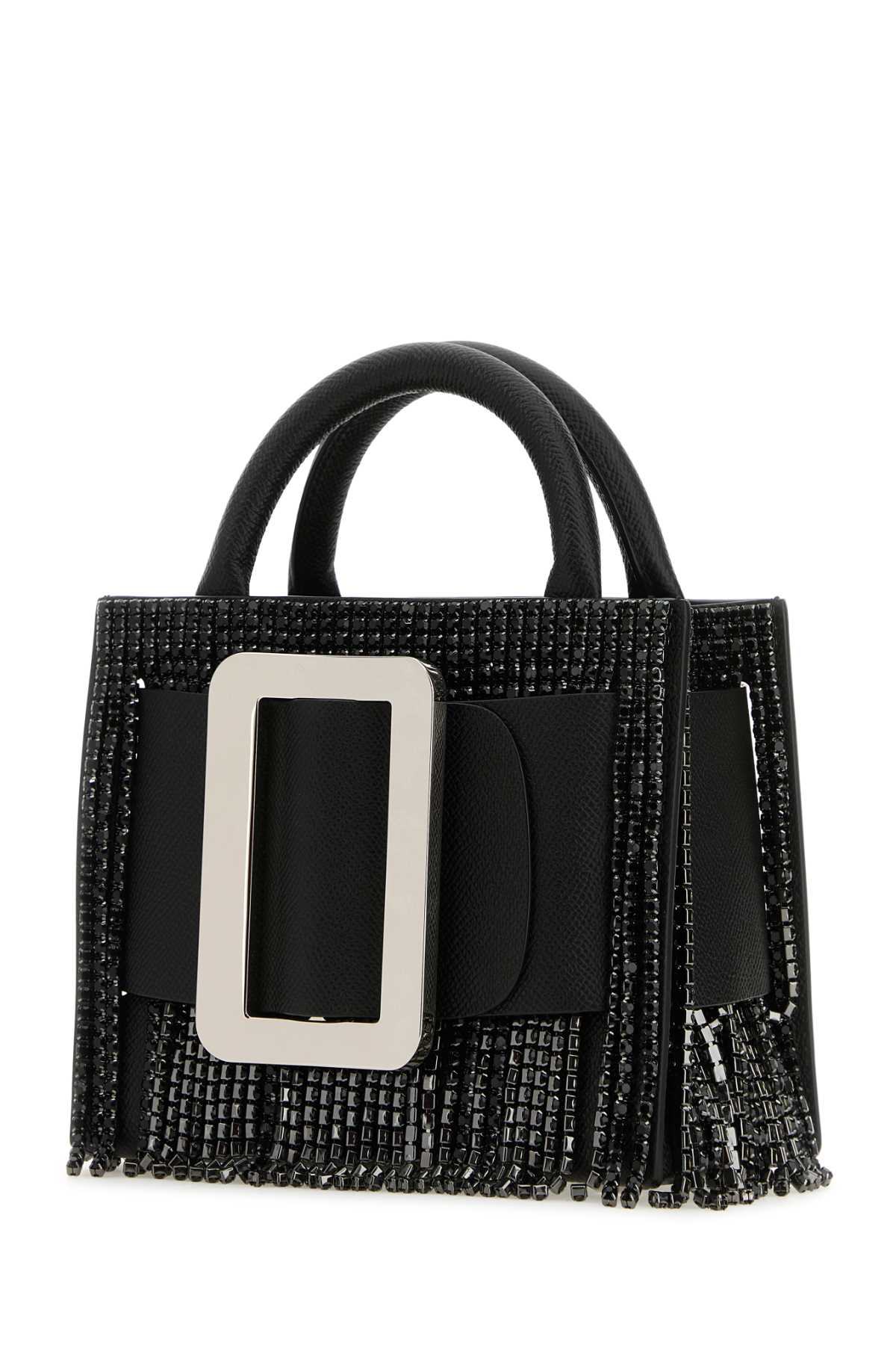 BOYY Mini Crystal Flapper Handbag - Black Leather 18 cm