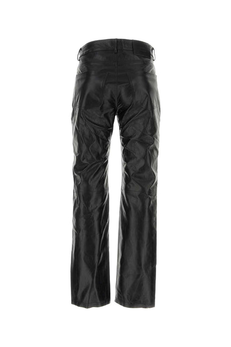 AMI Unisex Black Leather Pants