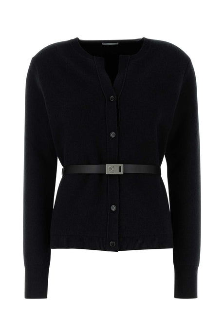 Ferragamo Chic Black Stretch Wool Blend Cardigan for Women