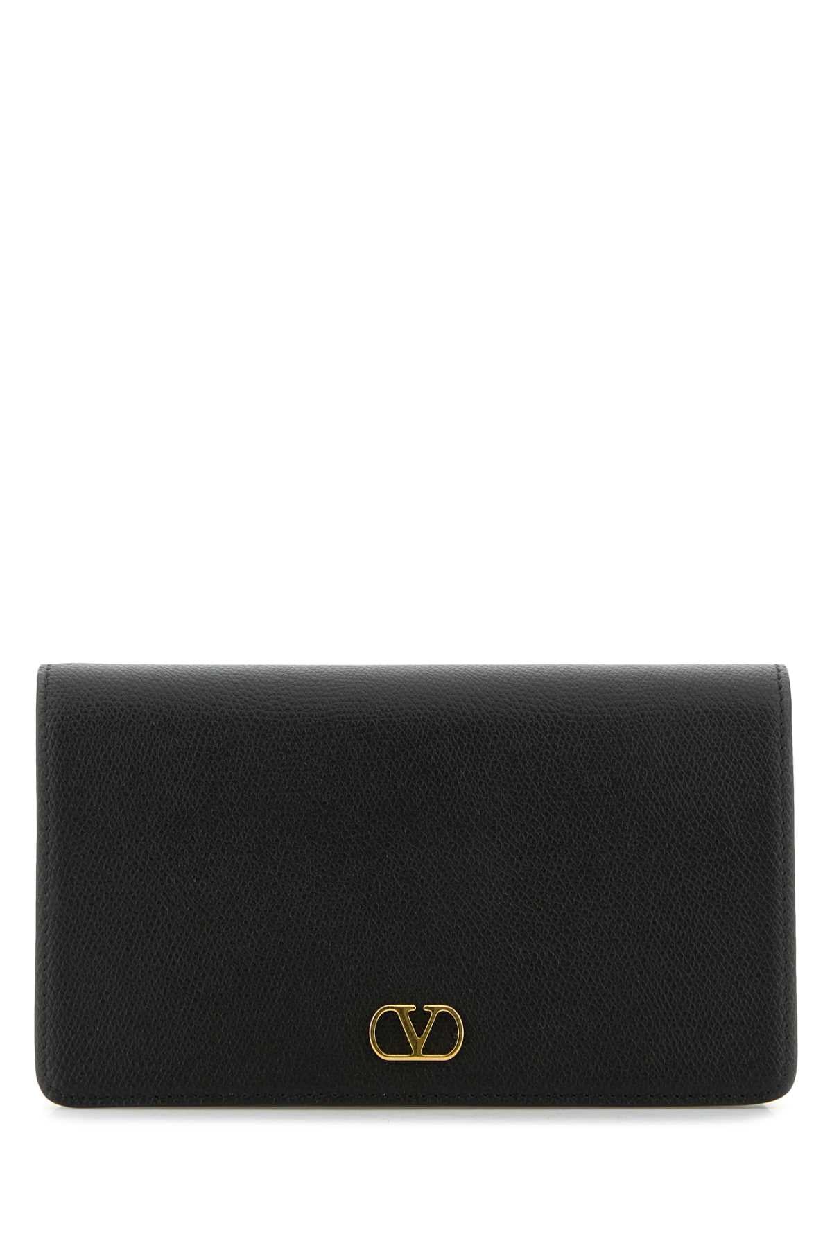 VALENTINO GARAVANI Mini Black Leather VLogo Signature Clutch