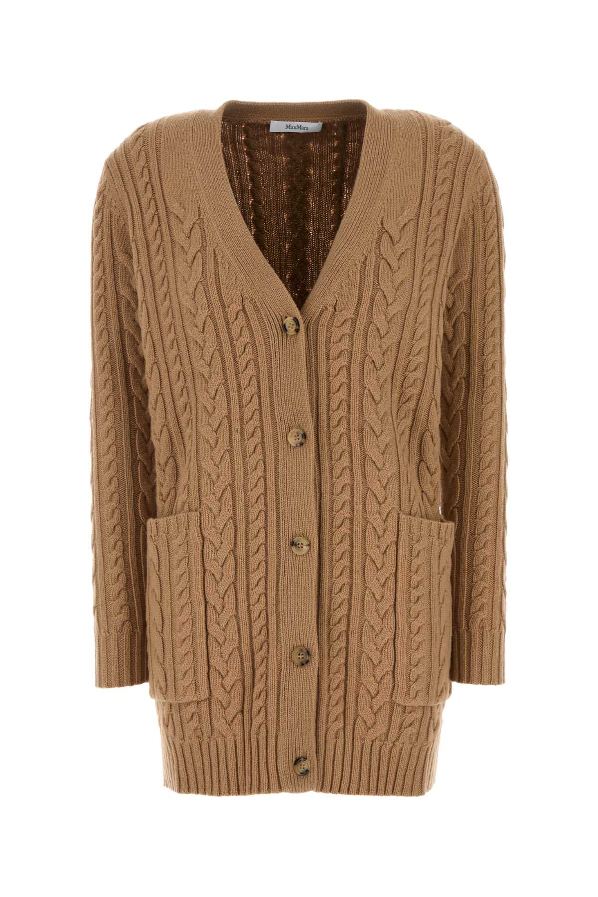 MAX MARA Luxurious Camel Wool Blend Cardigan