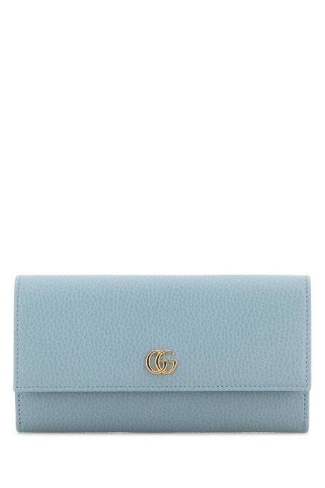 GUCCI Mini Light Blue Leather GG Marmont Wallet