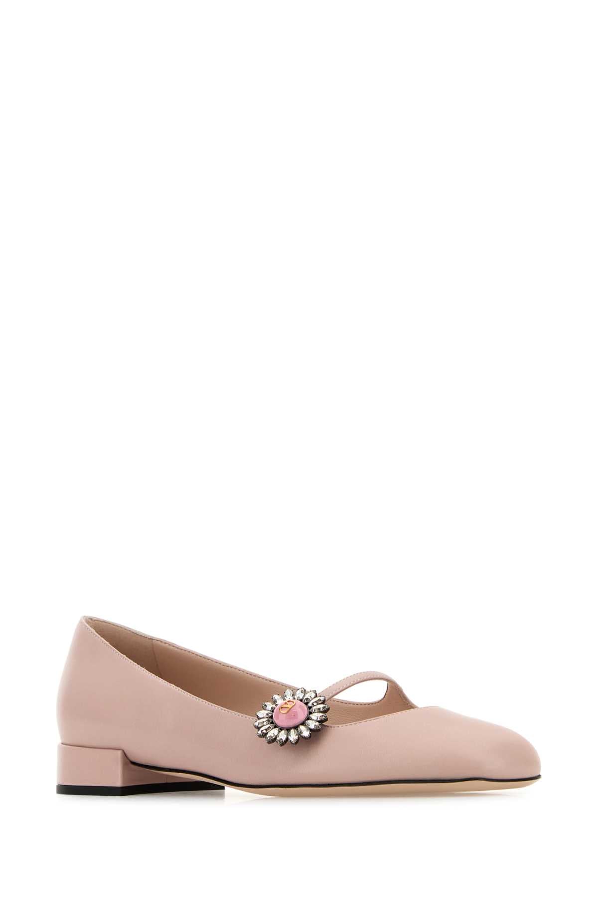 VALENTINO GARAVANI Pastel Pink Leather Ballerinas