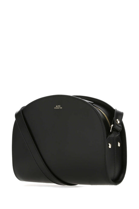 A.P.C. Mini Black Leather Demi Lune Shoulder Handbag