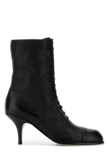 MIU MIU Chic Black Leather Ankle Boots with 7 cm Heel Height