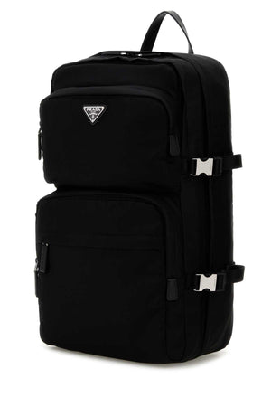 PRADA Stylish Black Re-Nylon Backpack - 26.5 cm Width, 45 cm Height, 21.5 cm Depth