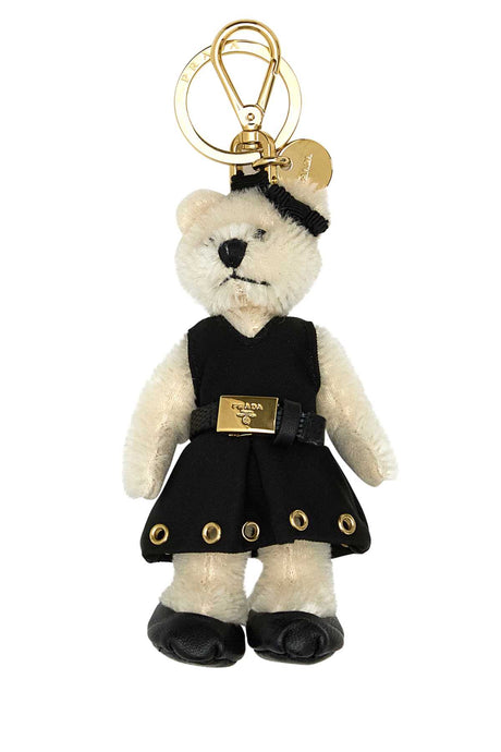 PRADA Two-Tone Fabric Mini Teddy Key Ring