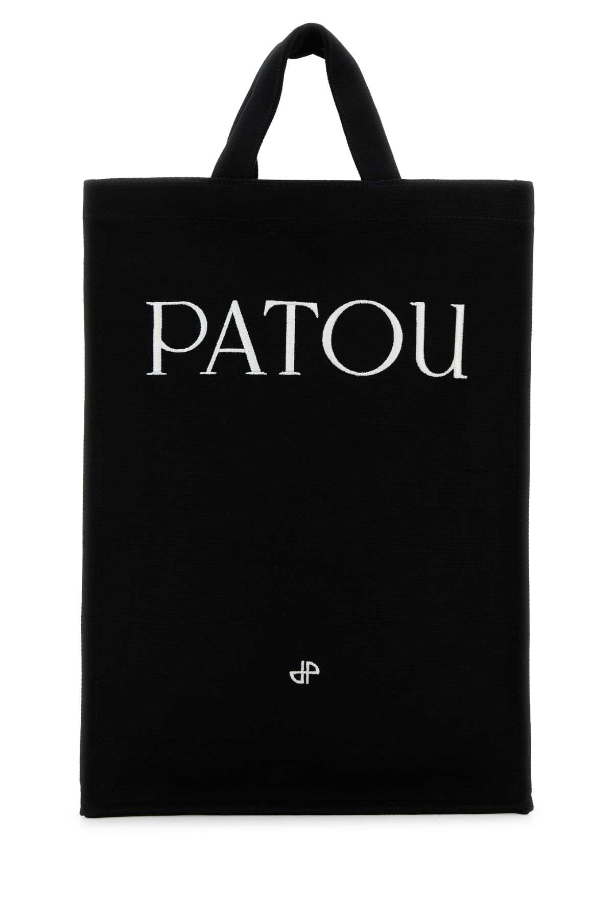 PATOU Stylish Black Canvas Shopping Handbag - 27 cm x 39 cm