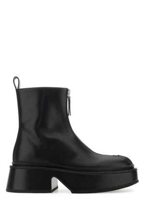 JIL SANDER Stunning Black Leather Ankle Boots with 5 cm Platform