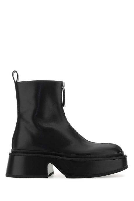 JIL SANDER Stunning Black Leather Ankle Boots with 5 cm Platform