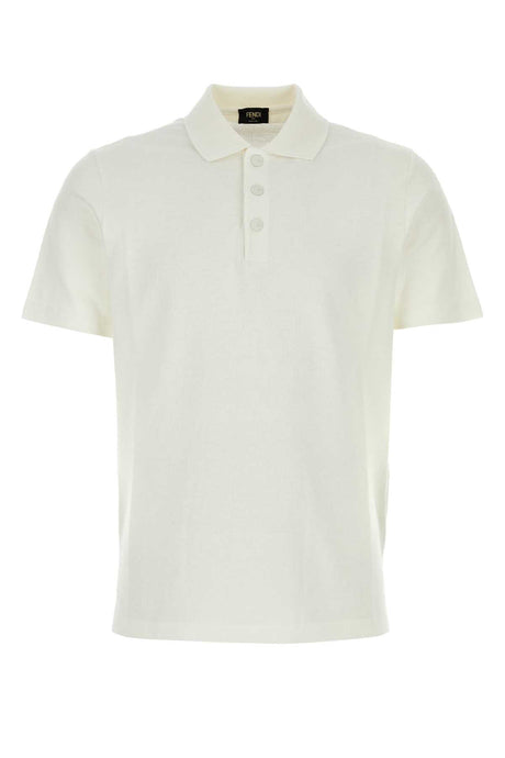 FENDI Classic White Piquet Polo Shirt for Men