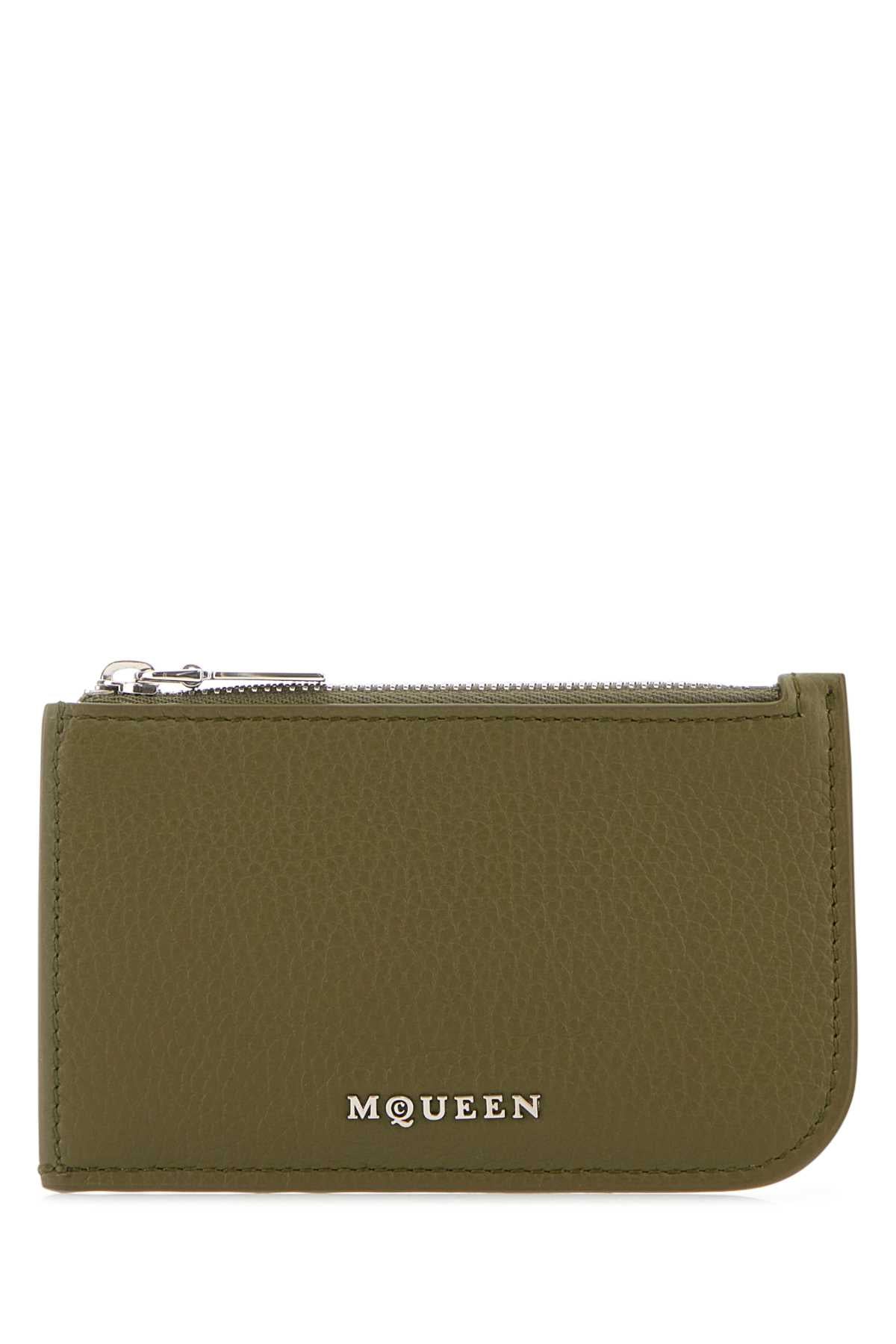 ALEXANDER MCQUEEN Mini Leather Card Holder - Army Green