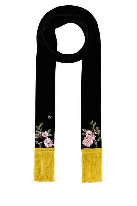 VALENTINO GARAVANI Elegant Velvet Embroidered Scarf