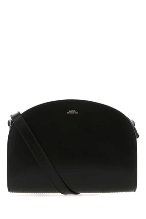 A.P.C. Mini Black Leather Demi Lune Shoulder Handbag