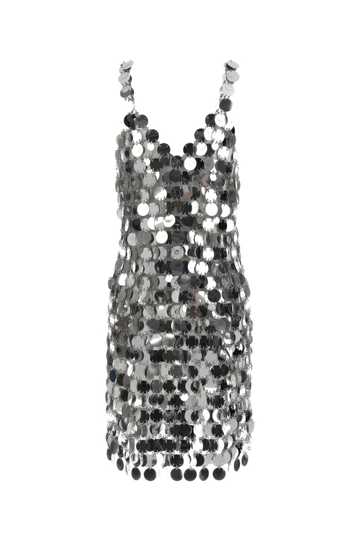 PACO RABANNE Glamorous Silver Maxi Sequins Dress