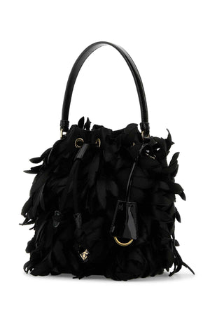 PRADA Embellished Satin Mini Bucket Handbag