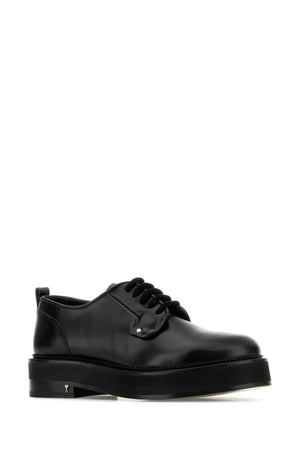 AMI Luxe Black Leather Lace-Up Shoes