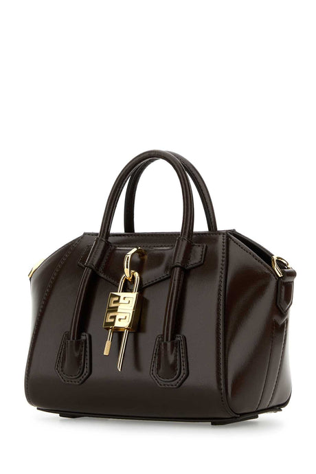 GIVENCHY Mini Chocolate Leather Lock Toy Handbag