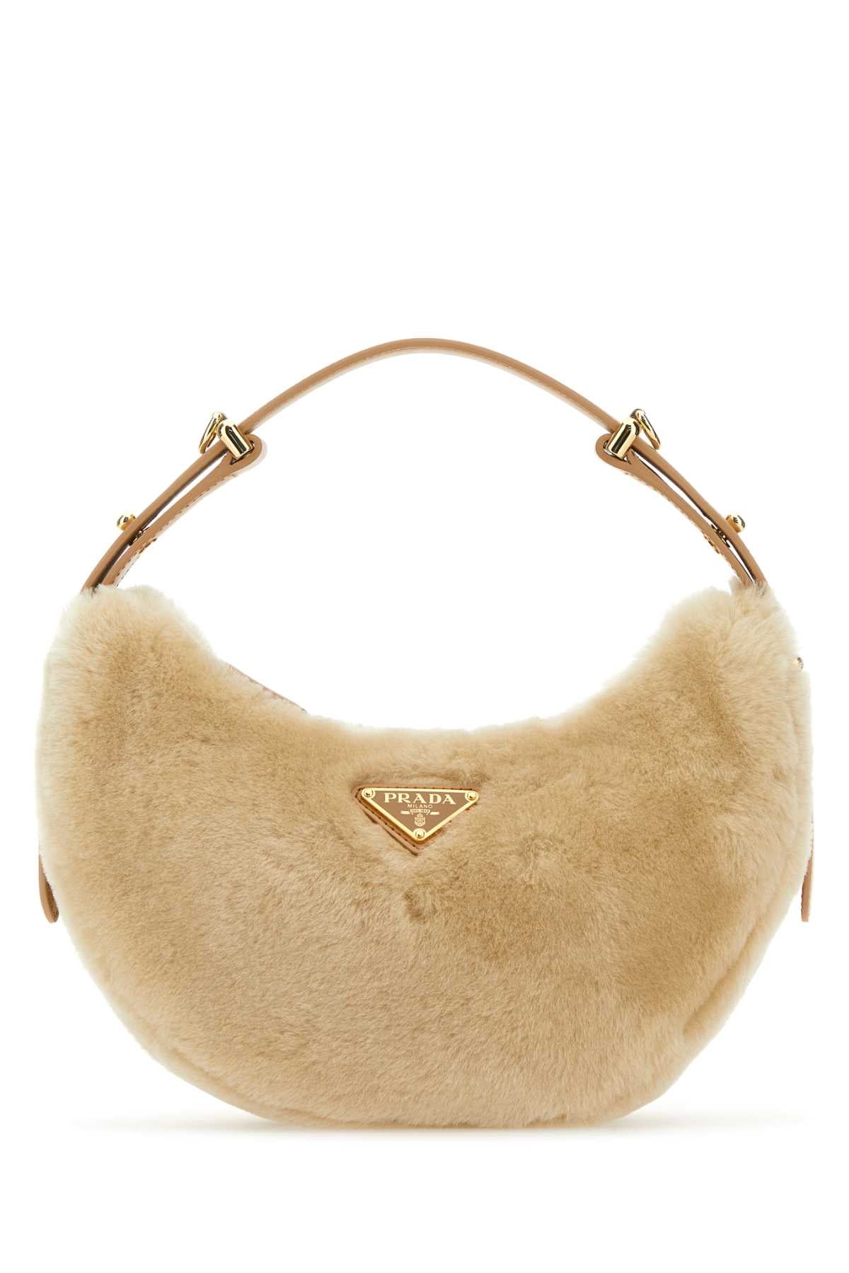 PRADA Mini Beige Shearling Handbag