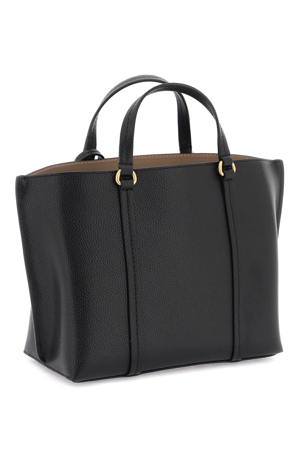PINKO Women's Black Leather Shopper Handbag with Bird Charm and Adjustable Strap