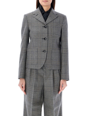 GUCCI Black and Ivory Prince of Wales Wool Jacket for Women